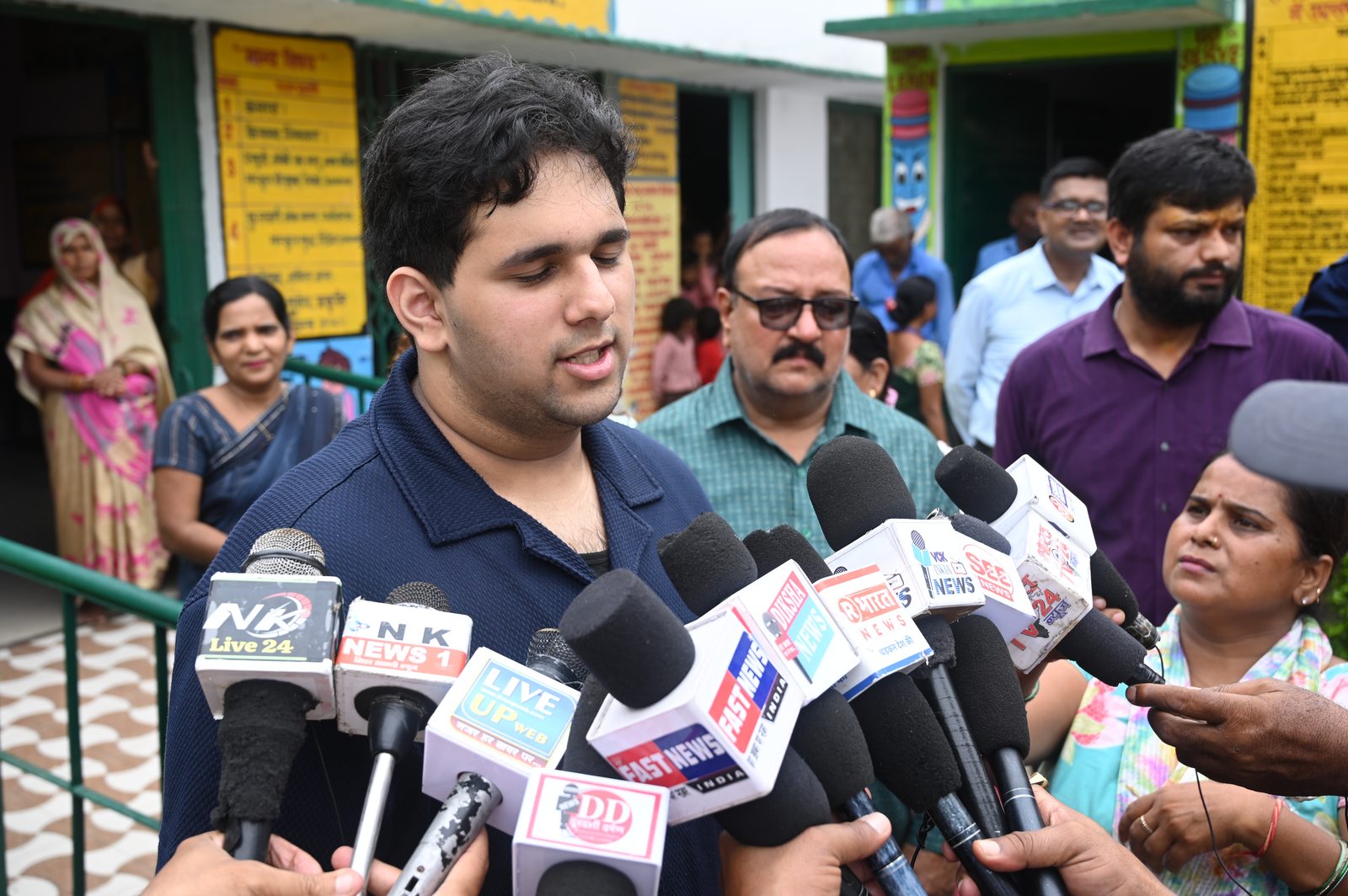 Yuvraj Khanna, 17-year-old founder of Project Gyan, speaking to the press at the inauguration